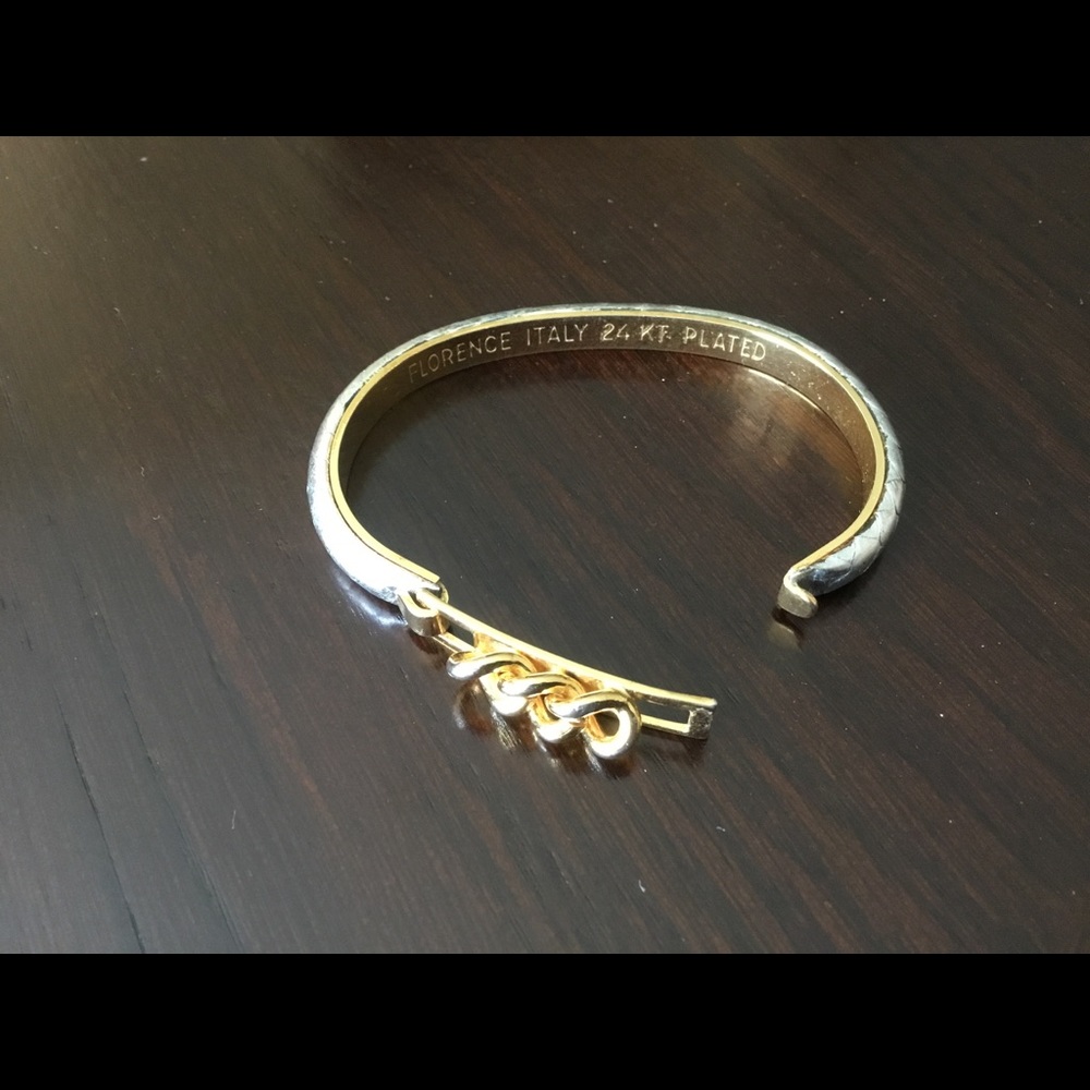 24k Gold plated made in Italy Chain Accent Women's Bracelet with soft leather